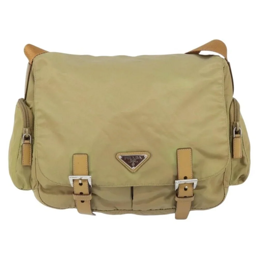 Authentic PRADA Shoulder Bag Nylon Beige Silver - Picture 5 of 16